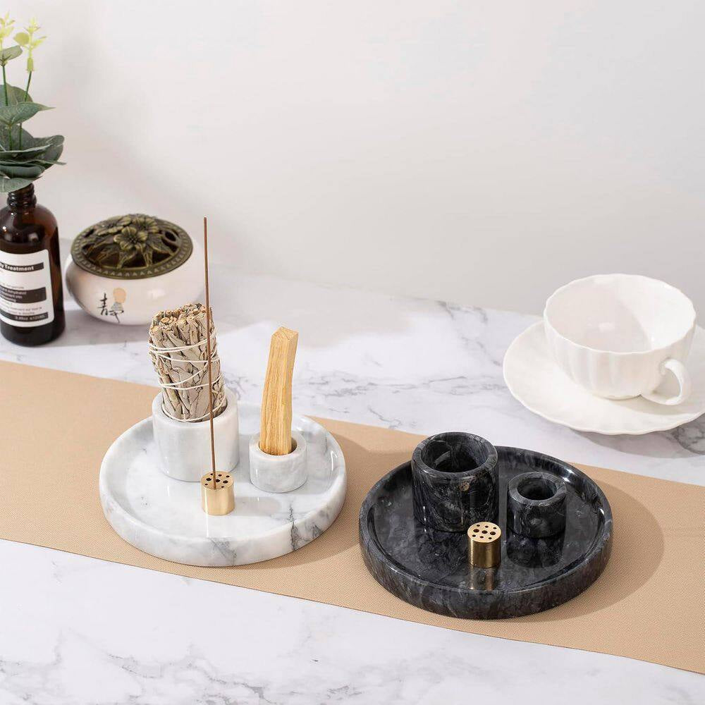 White Marble Incense Holder with 9-Holes for Meditation and Relaxation
