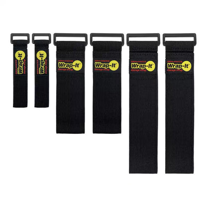 Super-Stretch Storage Strap Elastic All-Purpose Hook and Loop Cinch Strap in Black (Assorted 6-Pack)