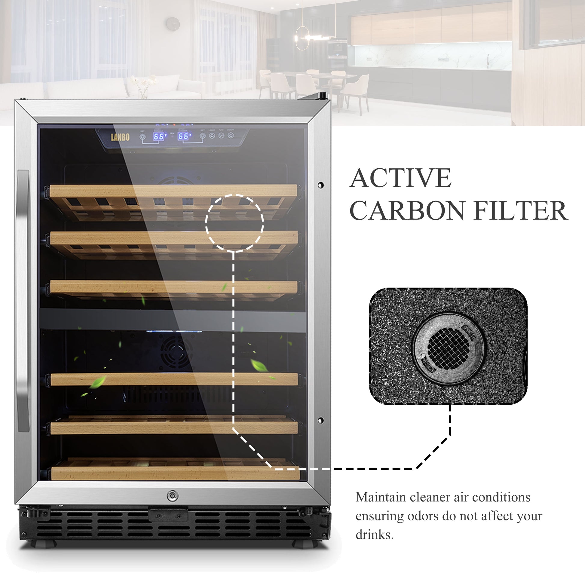 24 Inch Width 44 Bottle Built-In Compressor Dual Zone Wine Cooler