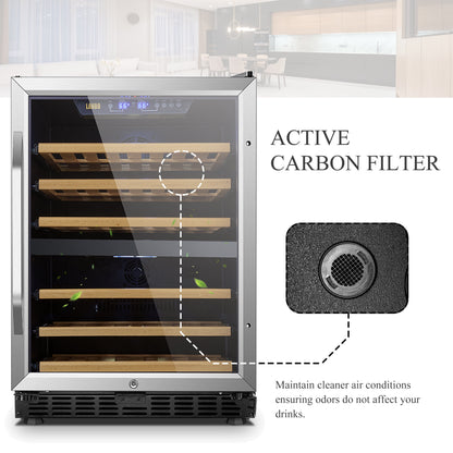 24 Inch Width 44 Bottle Built-In Compressor Dual Zone Wine Cooler