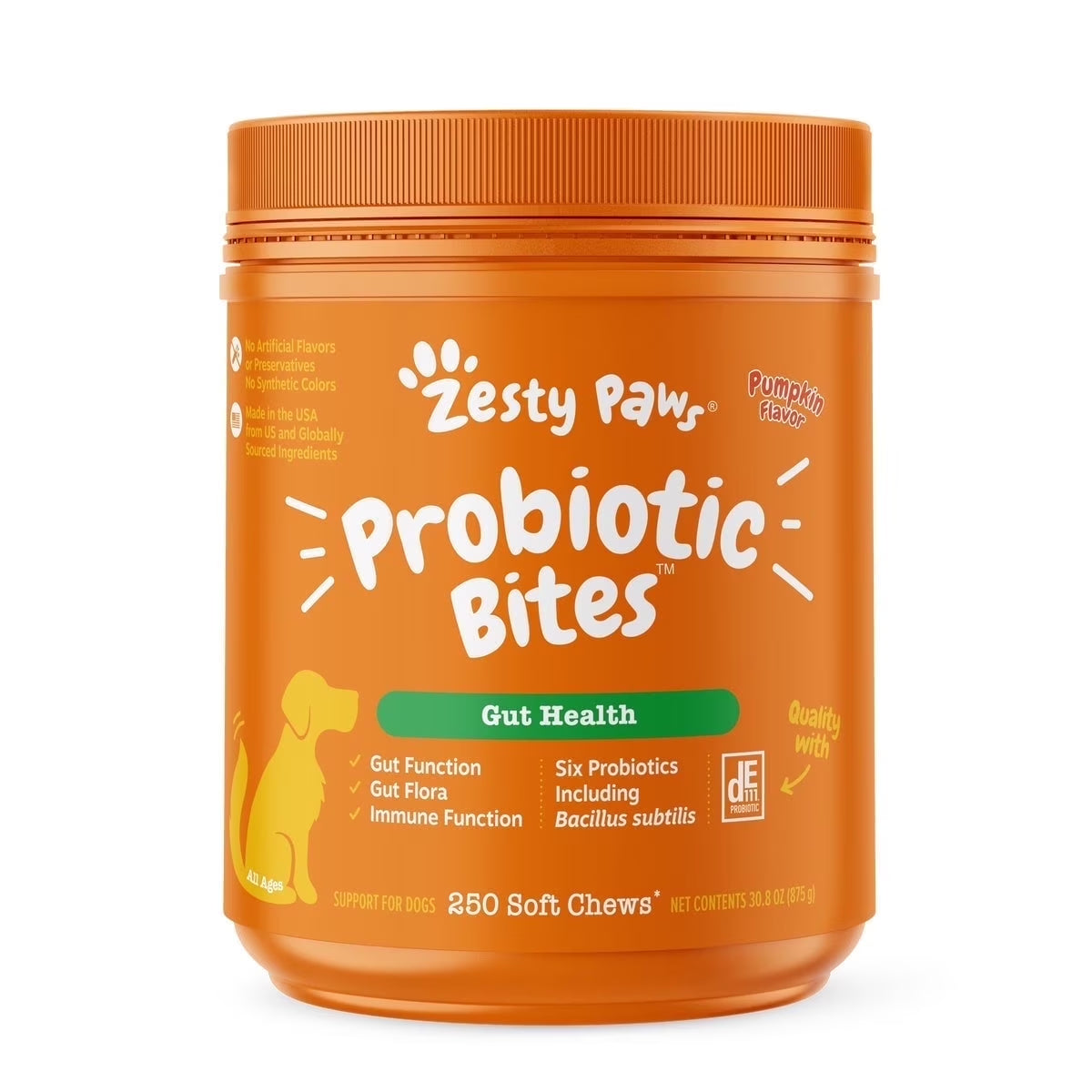 (3 Pack)  Probiotic Bites for Dogs, Pumpkin Flavor, 60 Count