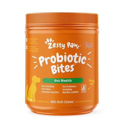 (3 Pack)  Probiotic Bites for Dogs, Pumpkin Flavor, 60 Count