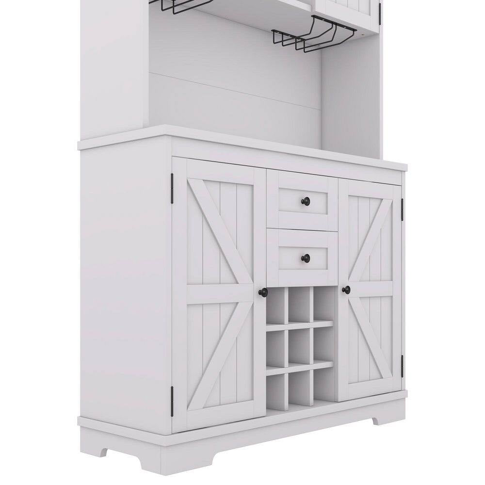 47 In. W X 16 In. D X 74 In. H White Linen Cabinet, Coffee Bar Cabinet Kitchen Cabinet with Storage, Wine Cabinet
