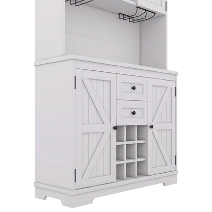 47 In. W X 16 In. D X 74 In. H White Linen Cabinet, Coffee Bar Cabinet Kitchen Cabinet with Storage, Wine Cabinet