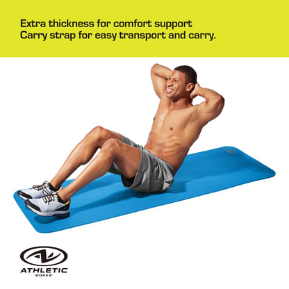 (4 Pack)  Two Tone Fitness Mat, 10Mm, 72Inx24In, Blue Color, NBR Foam, with Carry Strap