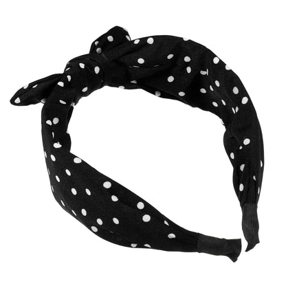 1 Pcs Hairband for Women Bowknot Headband with Bunny Ears Black 2.17 Inch Wide