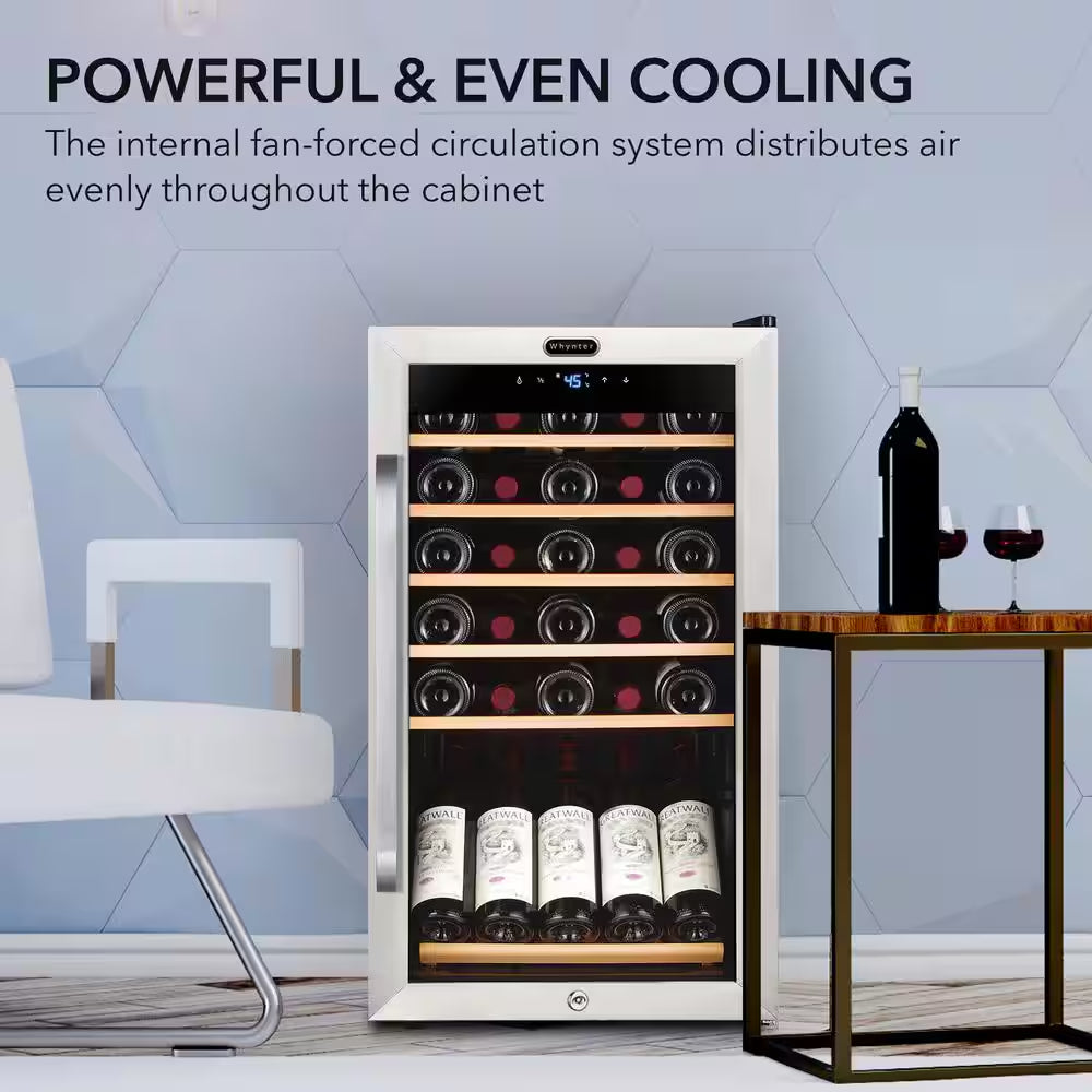 19 In. 34 Bottle Wine Cooler Fridge W/ Lock Freestanding Stainless Steel Display Rack and LED Display