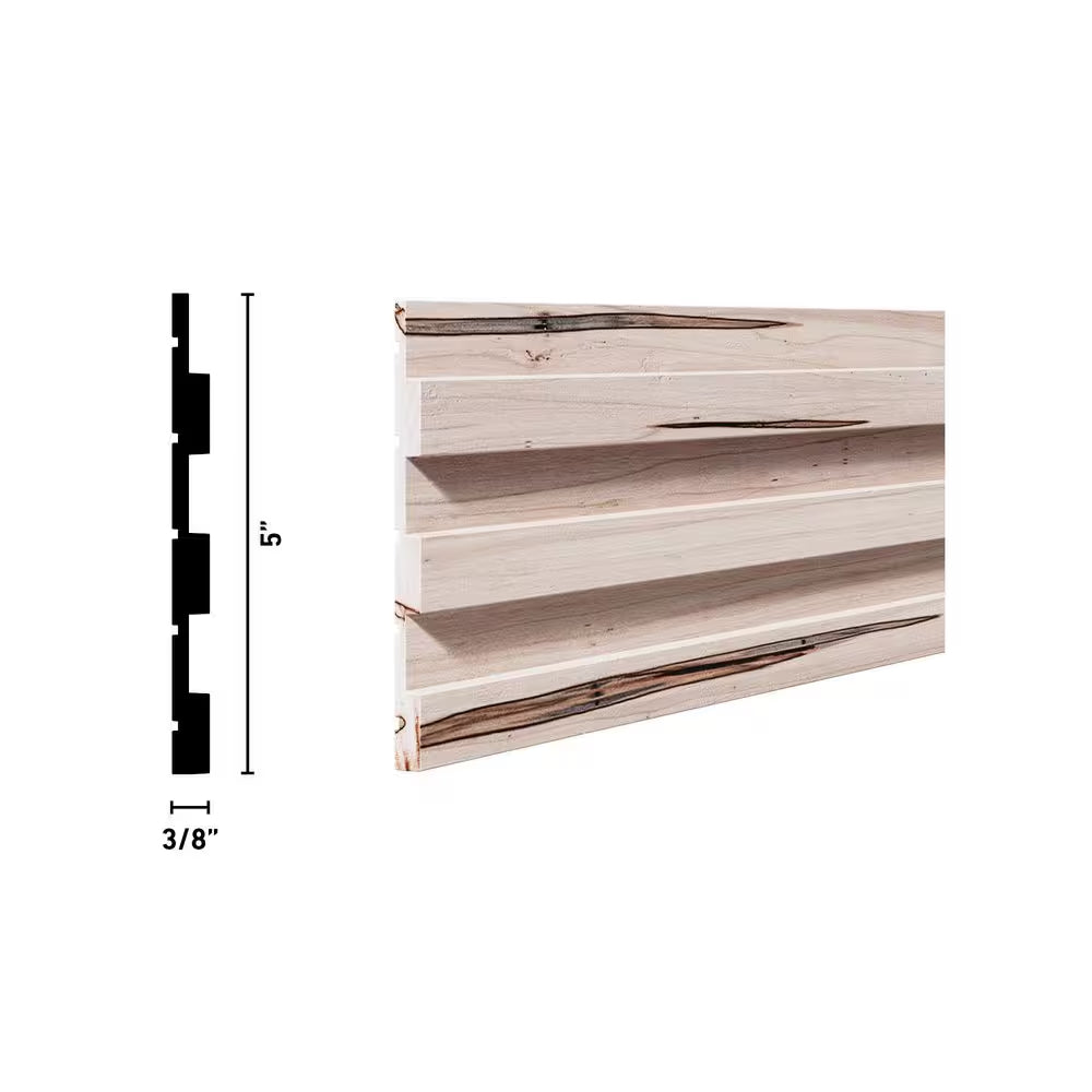 0.375 In. D X 5 In. W X 47.5 In. L Unfinished Ambrosia Maple Wood Accent Wall Panel Moulding
