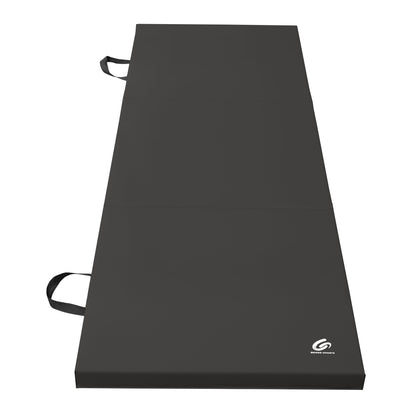 (2 Pack)  Tri-Fold Gymnastics Exercise Mat with Handles, 6' X 2' X 2", Black
