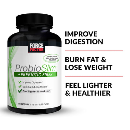 Probioslim + Prebiotic Fiber Supplement with Probiotics for Digestive Health - 120 Capsules