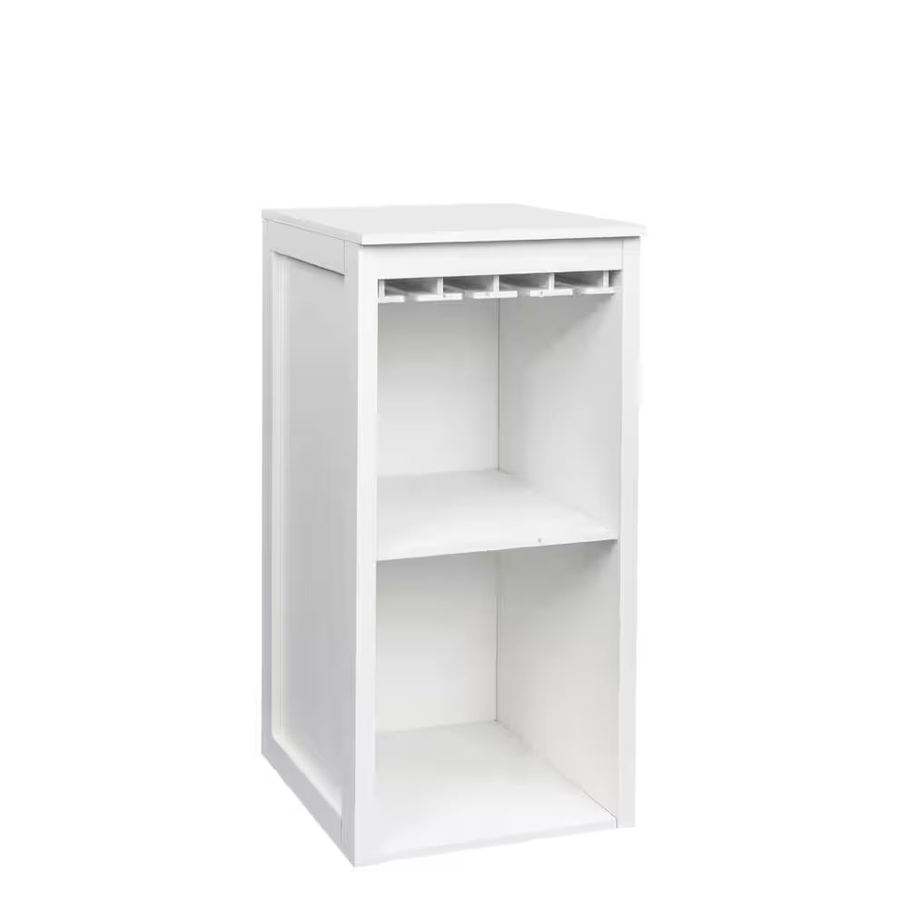 WHITE Color Modular Wine Bar Cabinet with Storage Shelves with Hutch for Dining Room