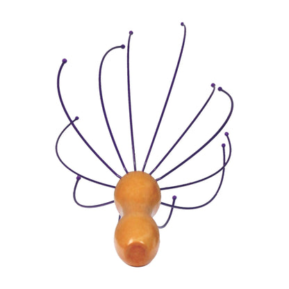 Wooden Scalp Massager, Stainless Legs, Purple