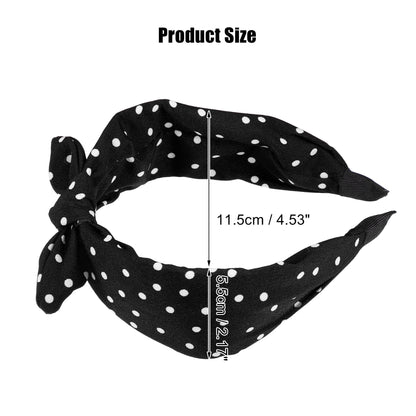 1 Pcs Hairband for Women Bowknot Headband with Bunny Ears Black 2.17 Inch Wide