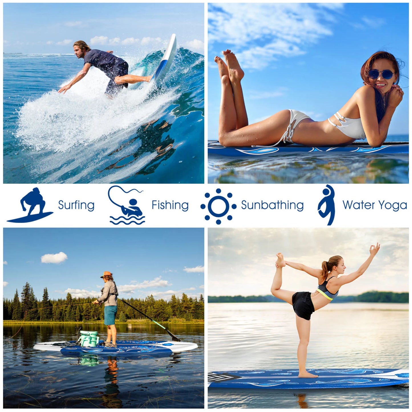 Surfing Body Board 6Ft W/ 3 Removable Fins Safety Leash White