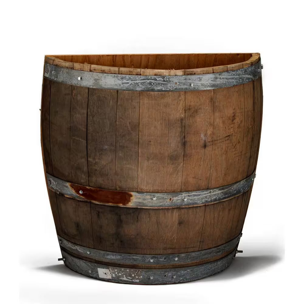 Tall 26 In. W X 13 In. D X 27 In. H Quarter Oak Wine Barrel Planter