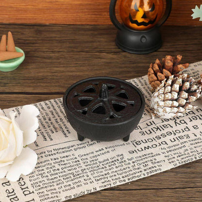 Vintage Tripod Cast Iron Incense Burner with Lotus Lid