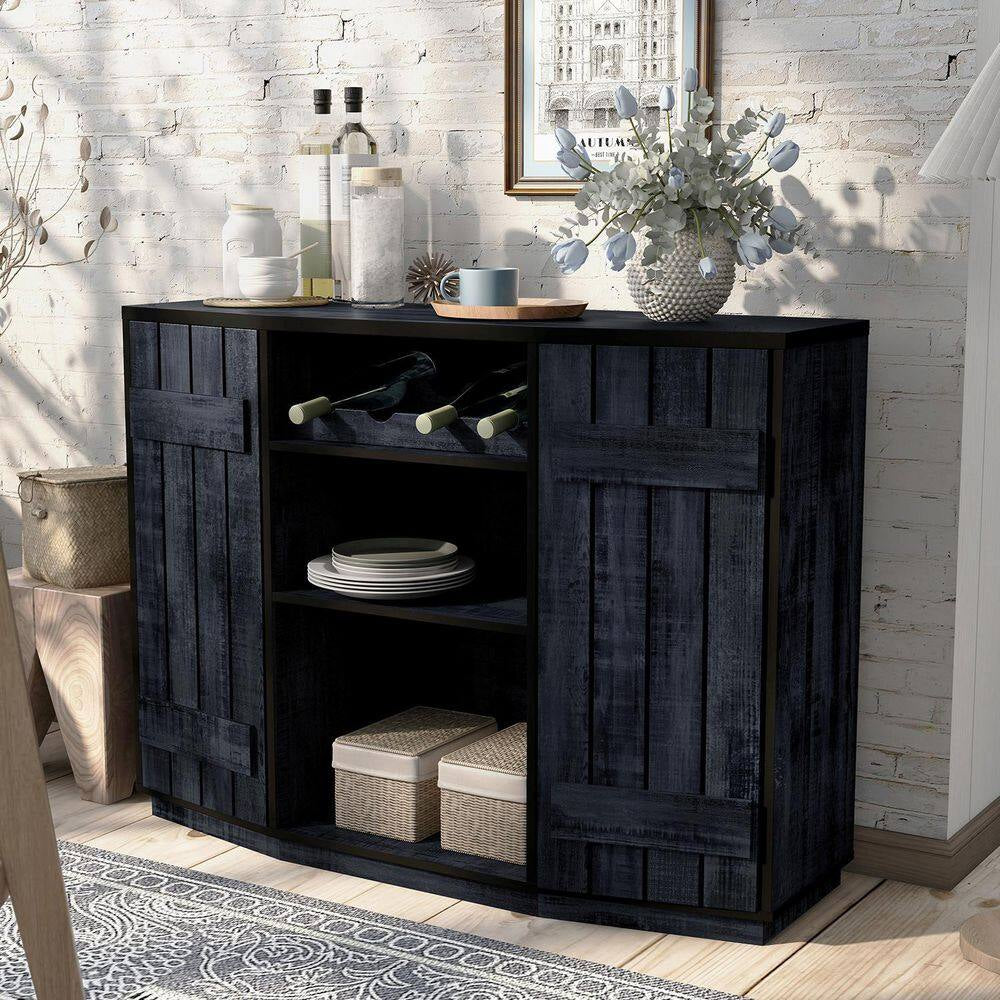 Shedd Rustic Navy Blue Buffet with 2-Shelves
