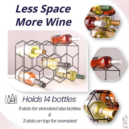 3-Tier 14-Bottle Black Wine Rack