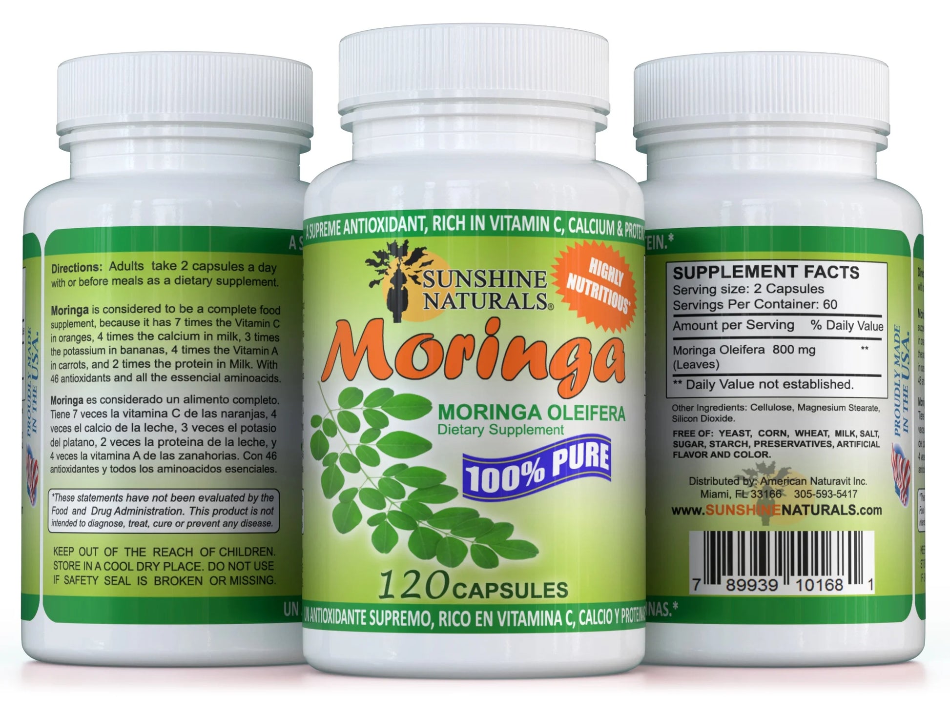 Pure Moringa Leaf Capsules, 120 Count