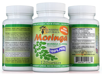 Pure Moringa Leaf Capsules, 120 Count