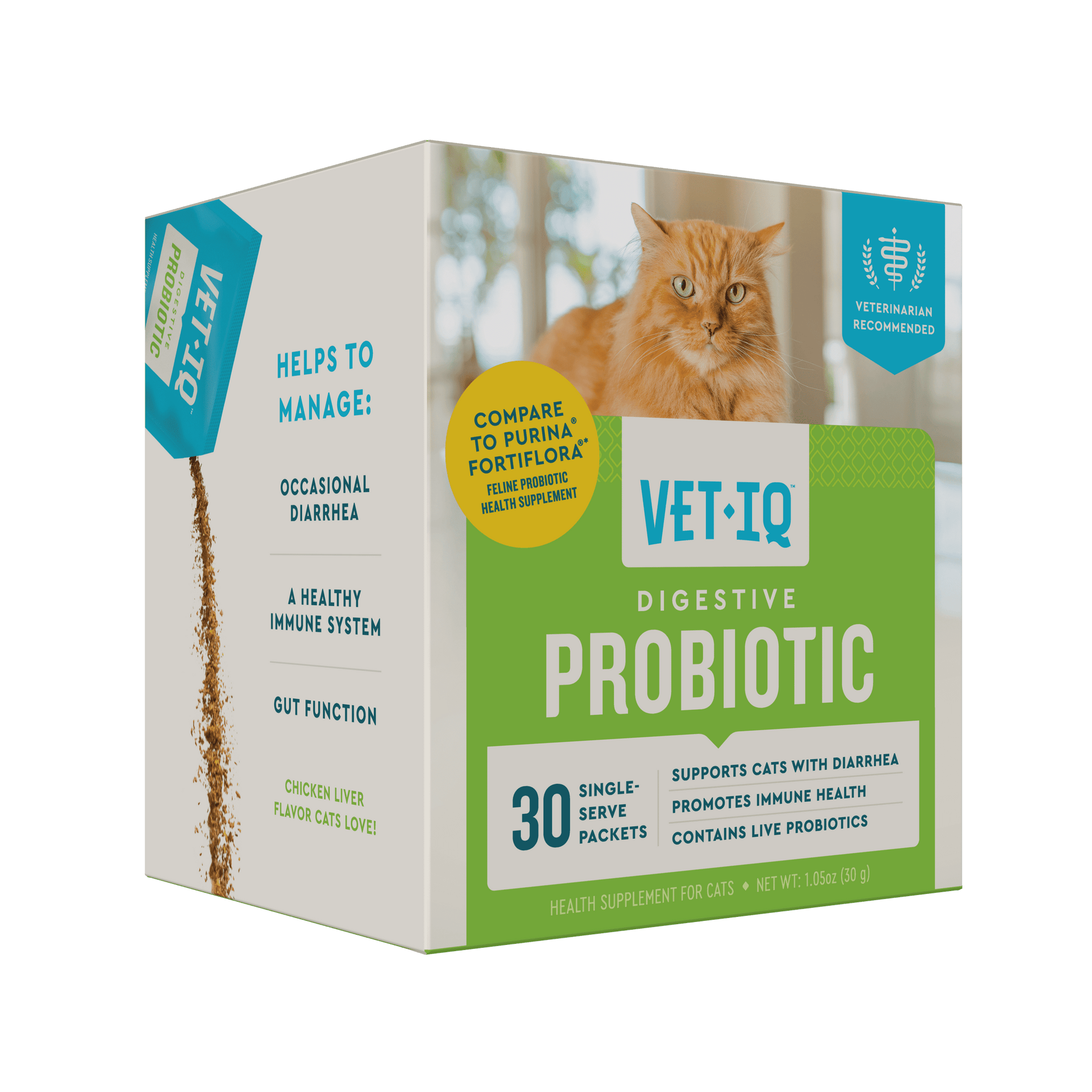 Probiotic Cat Powder Supplement for Digestive Health, 30 Packets