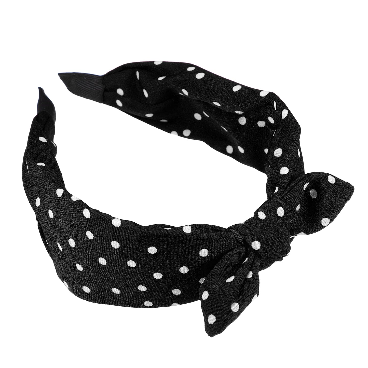 1 Pcs Hairband for Women Bowknot Headband with Bunny Ears Black 2.17 Inch Wide
