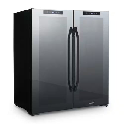 Shadow Series 28 In. Dual Zone 18 Wine Bottles and 59 Cans Beverage & Wine Cooler Fridge in Black with Mirrored Glass