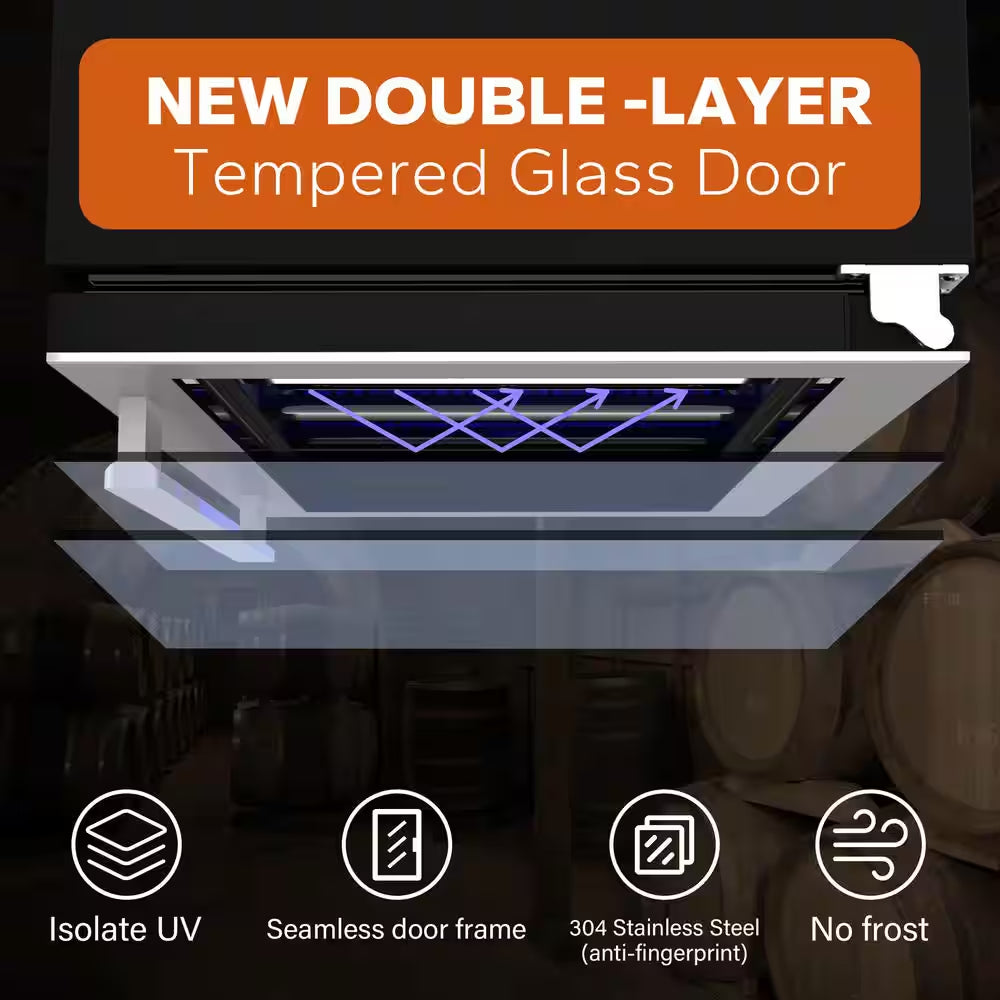 30 In. Quad Zone Cellar Cooling Unit 56-Bottles Built- in Wine Cooler Side-By-Side Refrigerators Frost Free in Black