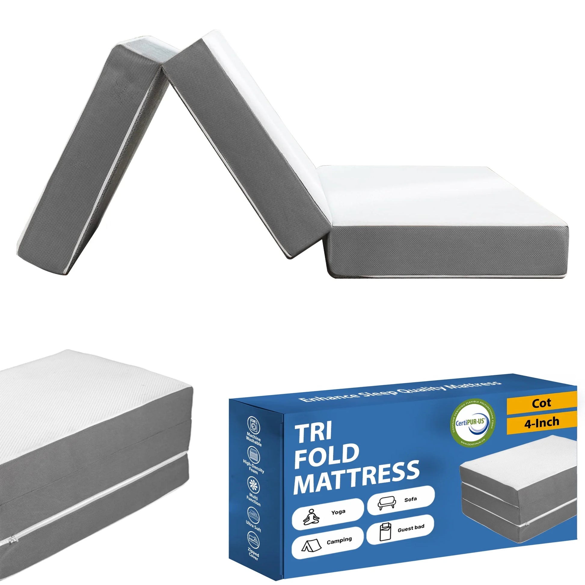 Sunset, 3” Trifold Memory Foam Mattress, 25-Inch, Non-Standard Size.