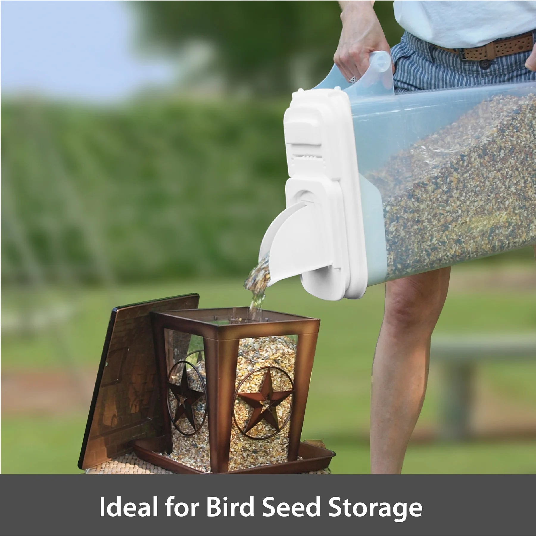 "Bag-In" All Pets Food Dispenser with Pouring Spout and Handle - 16QT