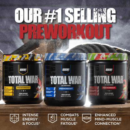 Total War Pre-Workout Powder Beta-Alanine & Citrulline Malate, Strawberry Kiwi, 20 Servings