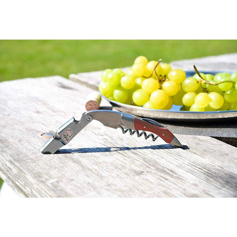 3-Piece Professional Waiter Corkscrew with Long Handle, Stainless Steel Handle Wine Opener for Bar, Red