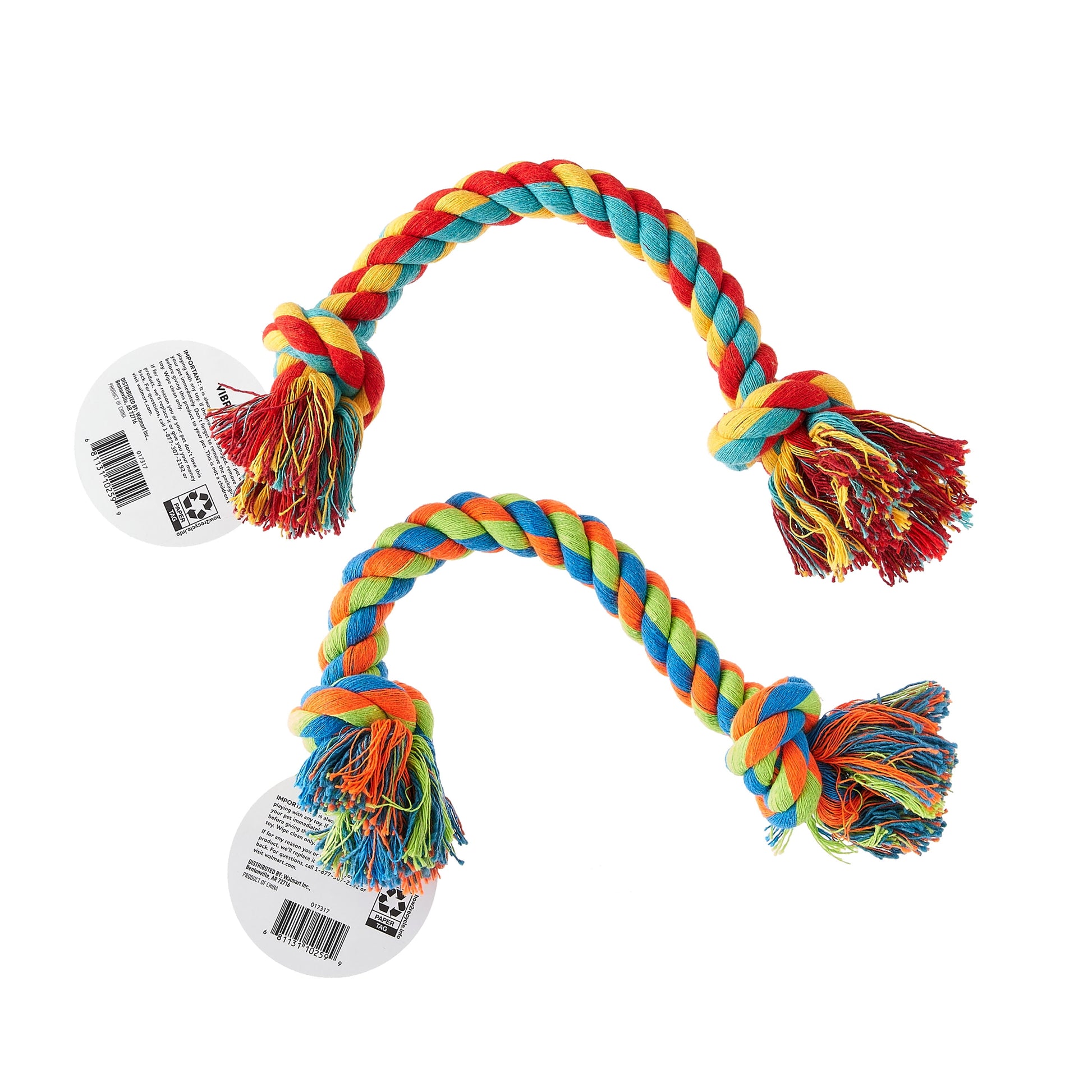 Tug Buddy Braided Rope Chew Dog Toy, Multicolor, Level 1 for Light Chewing