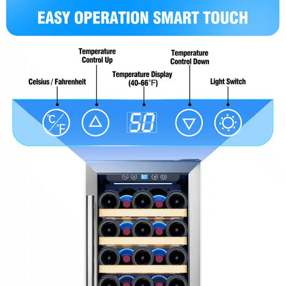 15 In. Built-In 30-Bottle Single Zone Wine Cooler Compressor