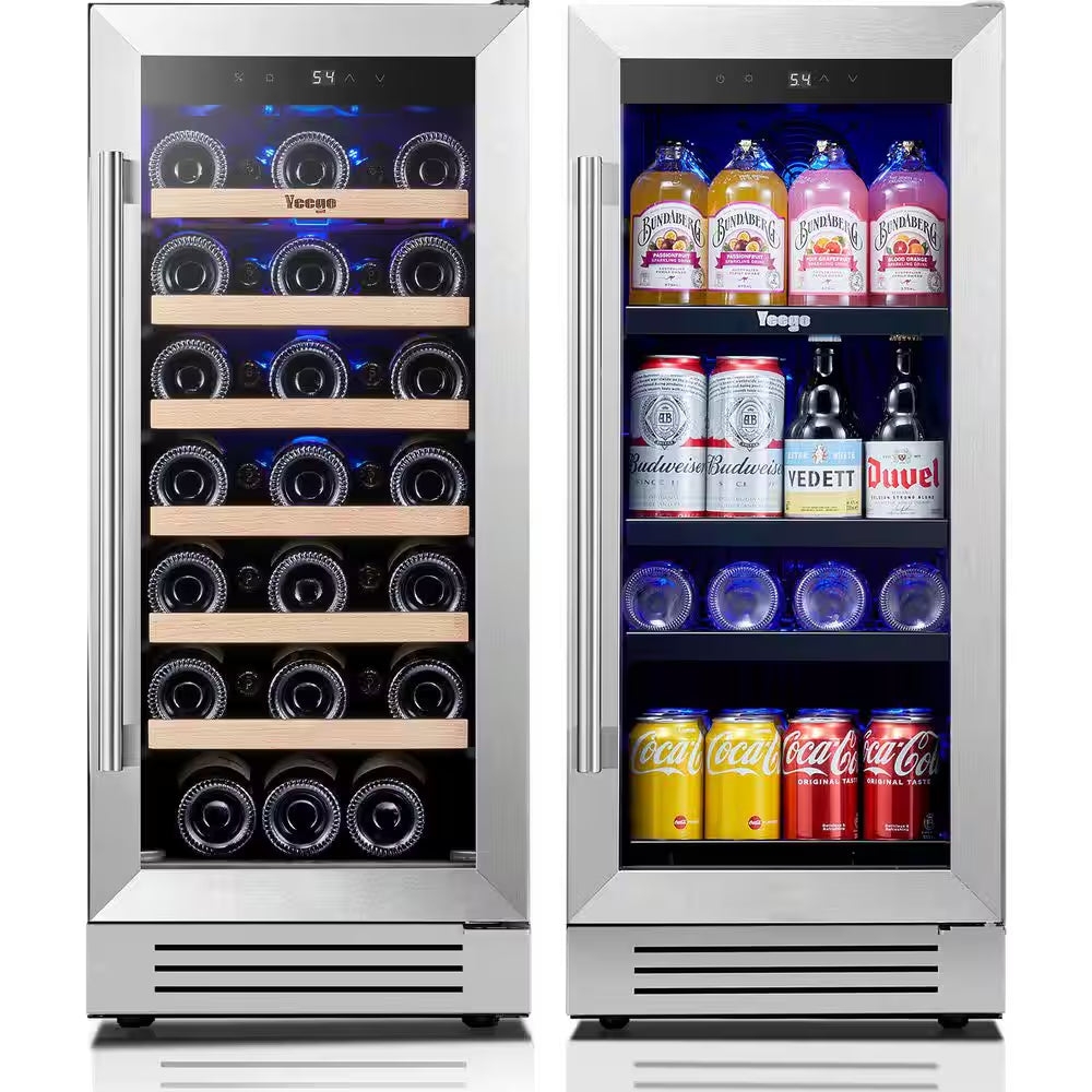 48 In. Triple Zone 46-Wine Bottles 140-Cans Beverage and Wine Cooler Side-By-Side Refrigerators Built-In Fridge in Black