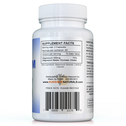 Triple Magnesium Dietary Supplement, 90 Capsules