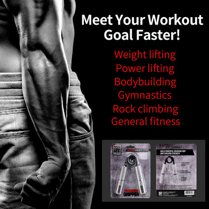 Power Gripper Set - Pro Hand Grip Strengthener Set of 3, Wrist and Forearm Exerciser, Build Crushing Grip Strength and Mobility 100/150/200 Lbs Set