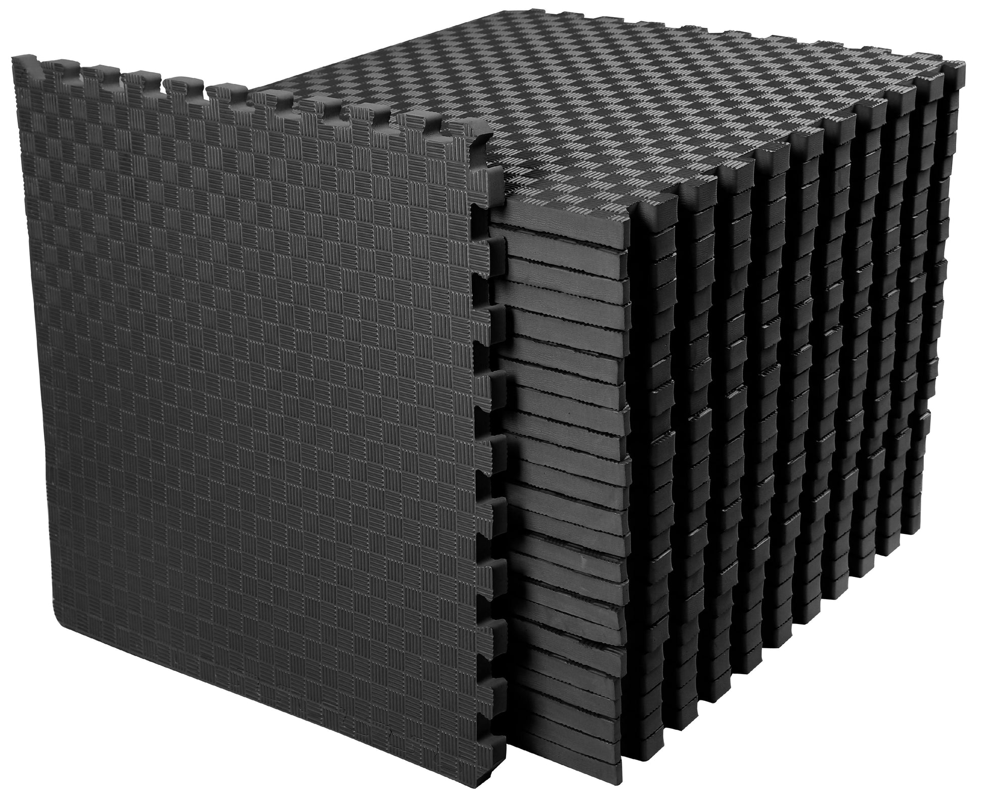 1/2 In. Thick Flooring Puzzle Exercise Mat with High Quality EVA Foam Interlocking Tiles, 6 Piece, 24 Sq Ft. Black