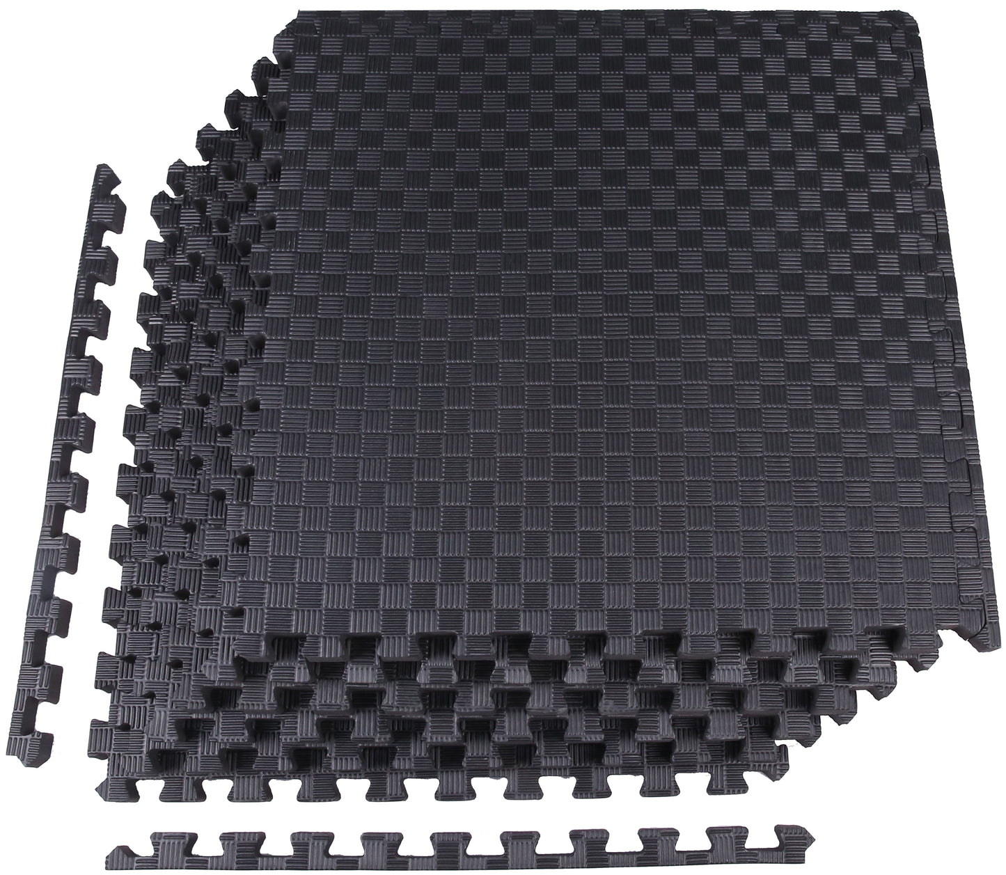 1/2 In. Thick Flooring Puzzle Exercise Mat with High Quality EVA Foam Interlocking Tiles, 6 Piece, 24 Sq Ft. Black