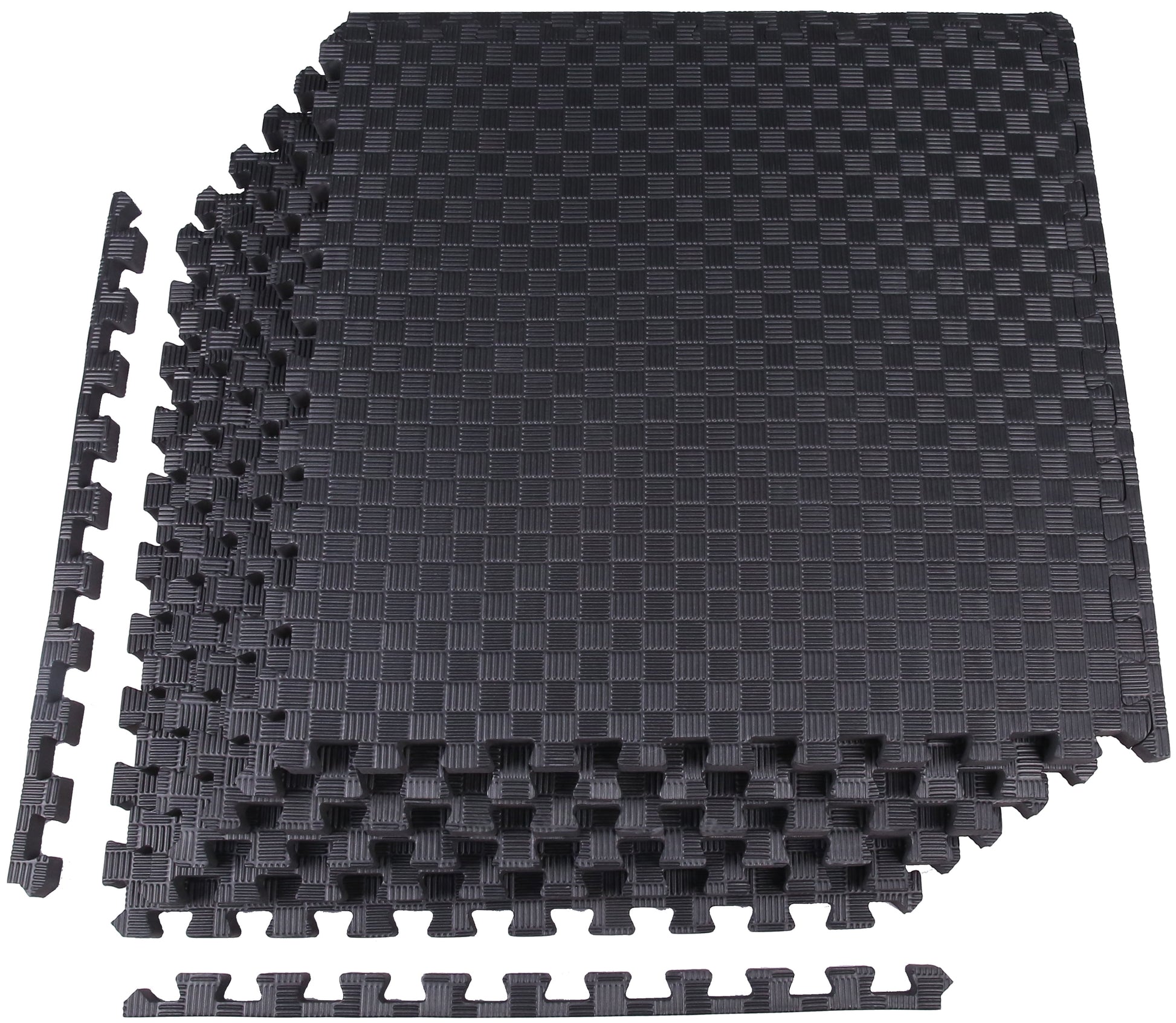 1/2 In. Thick Flooring Puzzle Exercise Mat with High Quality EVA Foam Interlocking Tiles, 6 Piece, 24 Sq Ft. Black