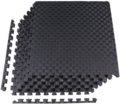 1/2 In. Thick Flooring Puzzle Exercise Mat with High Quality EVA Foam Interlocking Tiles, 6 Piece, 24 Sq Ft. Black