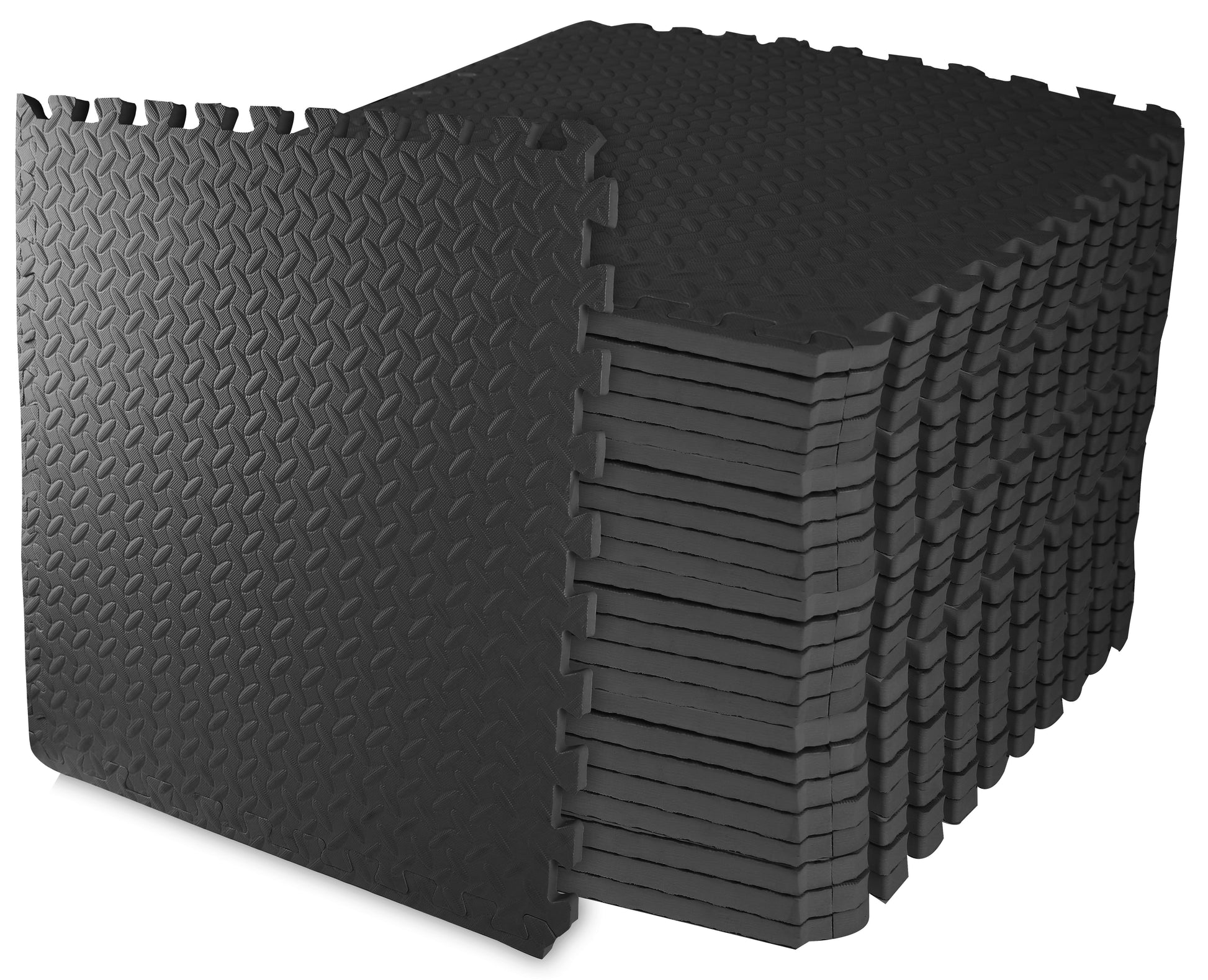 1/2 In. Thick Flooring Puzzle Exercise Mat with High Quality EVA Foam Interlocking Tiles, 6 Piece, 24 Sq Ft. Black