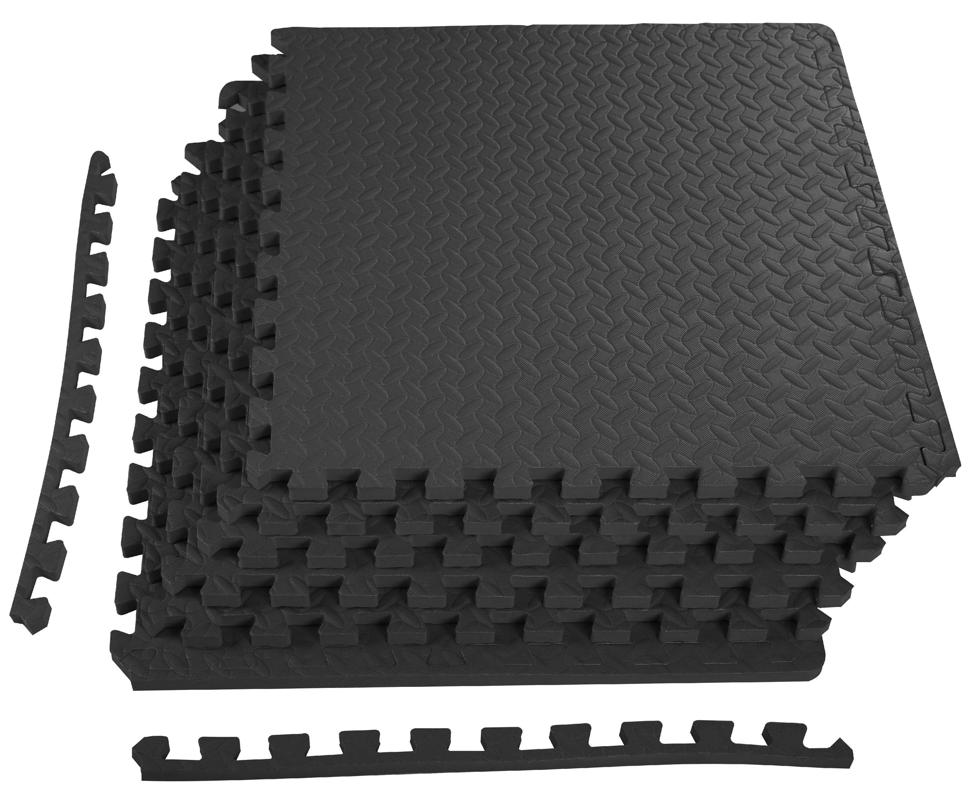 1/2 In. Thick Flooring Puzzle Exercise Mat with High Quality EVA Foam Interlocking Tiles, 6 Piece, 24 Sq Ft. Black