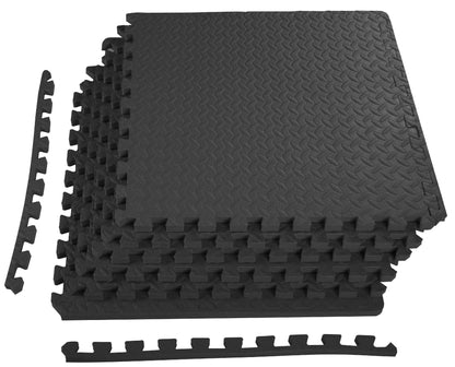 1/2 In. Thick Flooring Puzzle Exercise Mat with High Quality EVA Foam Interlocking Tiles, 6 Piece, 24 Sq Ft. Black
