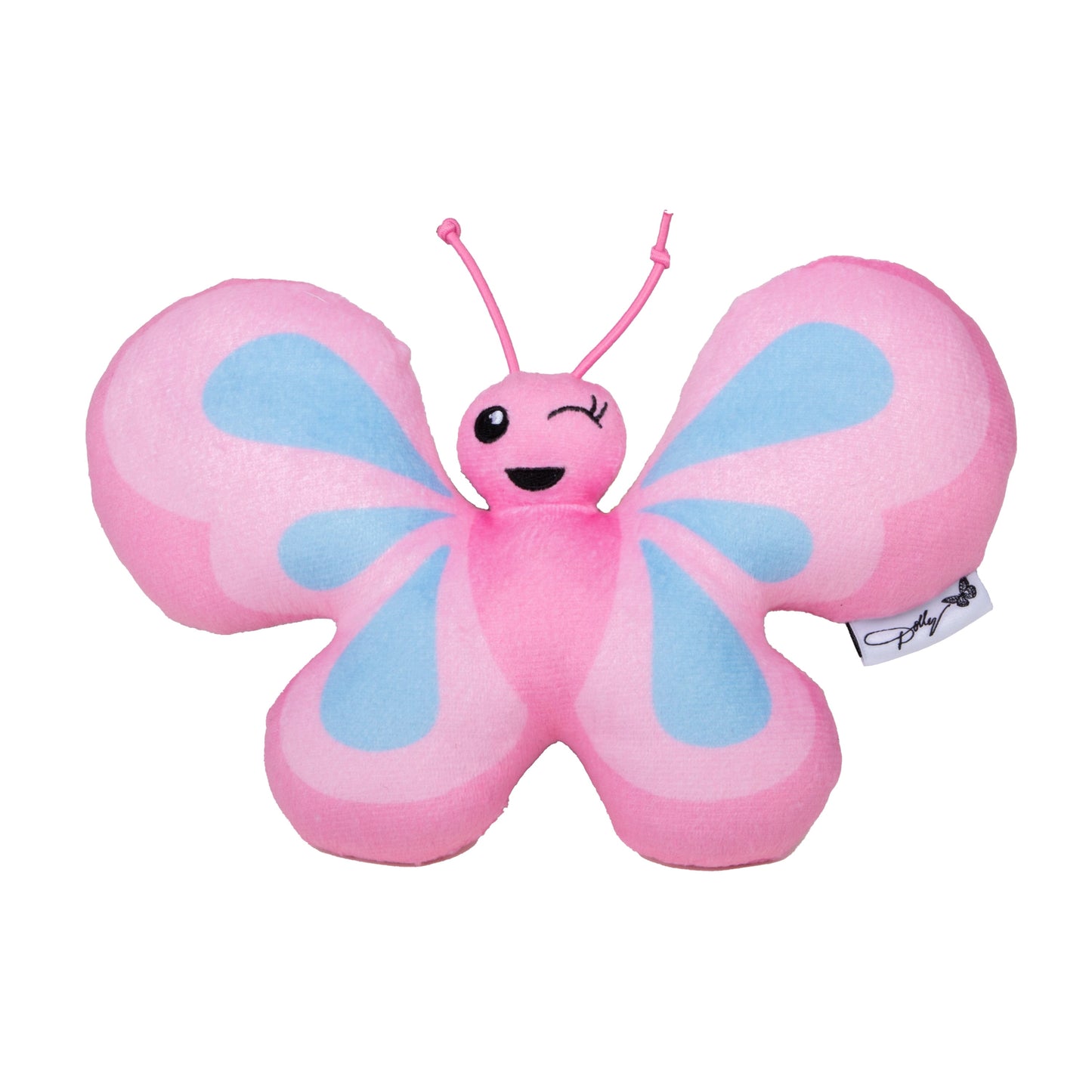 , Dog Toys, Plush Polyester Butterfly Pet Toy, Pink, One Size