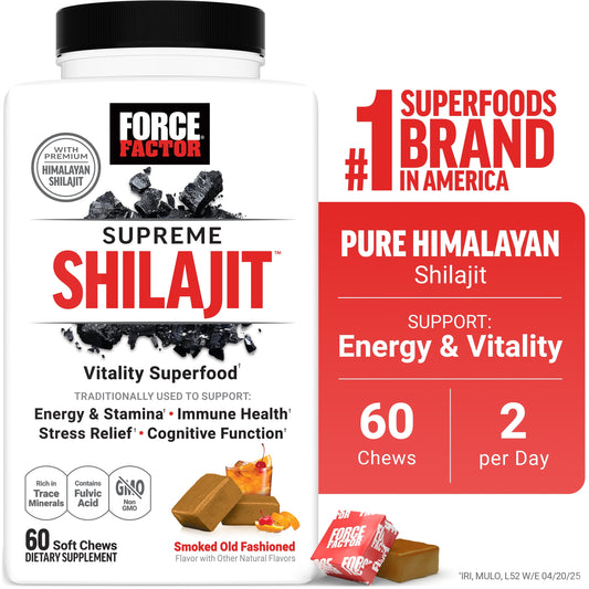 Supreme Shilajit, Himalayan Shilajit Supplement for Energy, Stamina, Cognitive & Immune Function, Smoked Old Fashioned, 60 Soft Chews
