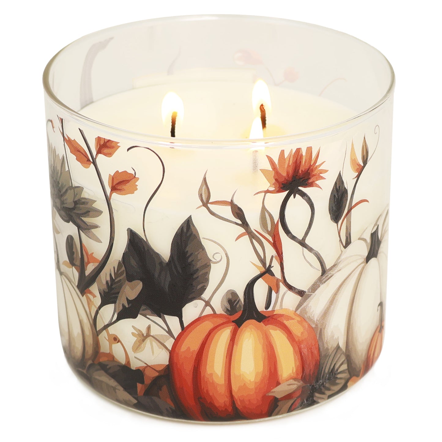 3-Wick Maple Pumpkin Latte Orange Plaid Design, 13-Ounce