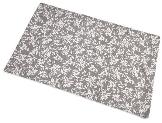 Quiet Time Reversible Crate Pan Cover 48" Gray Floral/Fleece