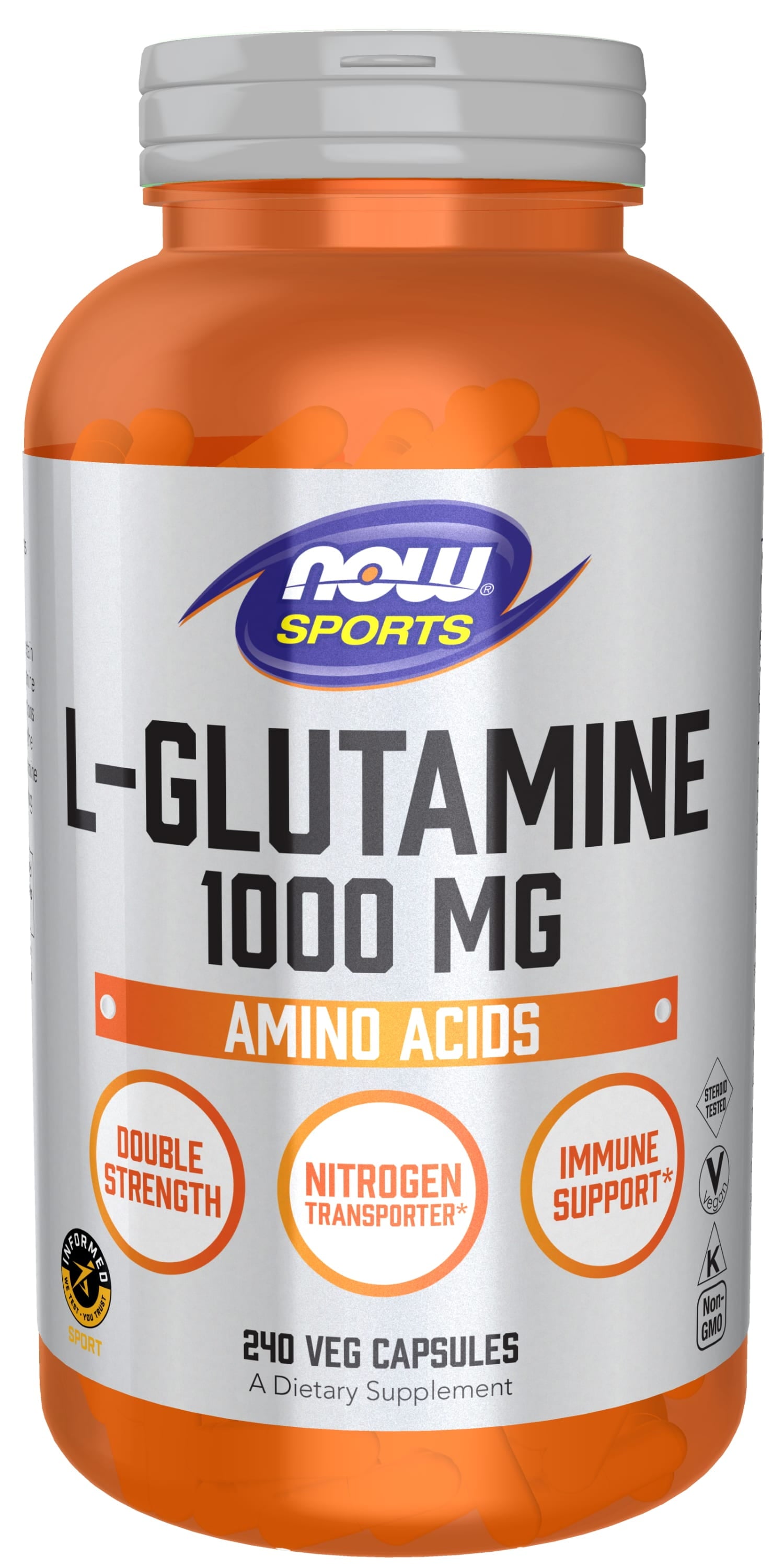 Sports Nutrition, L-Glutamine, Double Strength 1,000 Mg, Amino Acid, 240 Veg Capsules