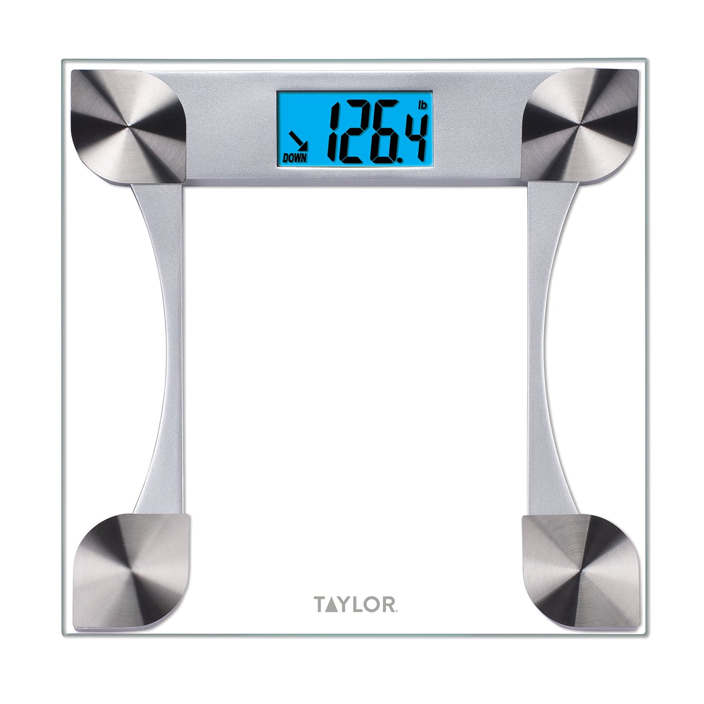 Taylor 12.2" X 12.2" Weight Tracking Glass Body Weight Scale Battery Powered, FSA HSA Eligible, 440 Lb Capacity, Clear